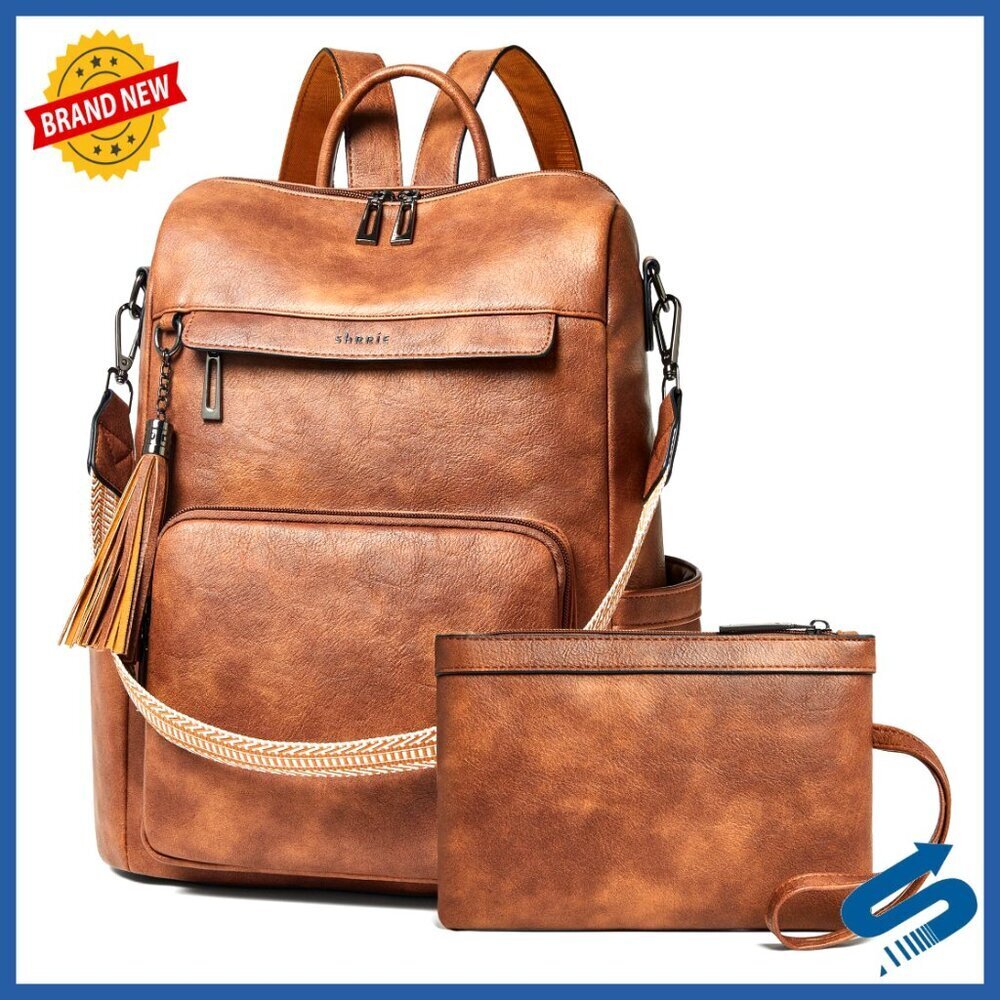 Vegan Leather Laptop Backpack 15.6 Inch Professional Travel Work College
